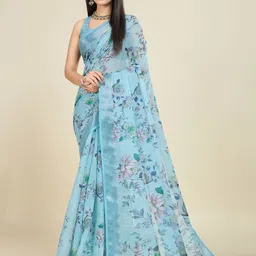 SHANVIKA Floral Printed Saree with Blouse Piece-image-5