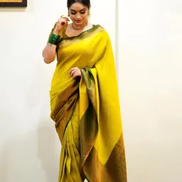 CANIZZARO Women Woven Design Zari Banarasi Saree-picture-39