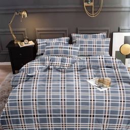 MORADO Blue & White Geometric 260 TC Queen Bedsheet with 2 Pillow Covers-image-74