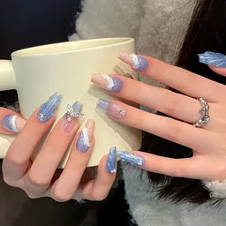 StyleCast x Revolte Set Of 10 Artificial Reusable Nails- Blue image 2