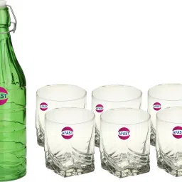 Serving Lemon Set Of Bottle And 6 Glass, 1 Ltr-D43 Jug Bottle Glass Set-image-83