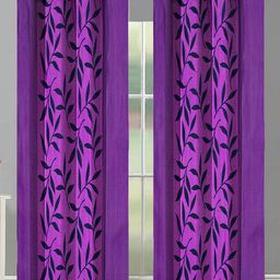 Aura Purple & Black Set of 4 Floral Door Curtain-6