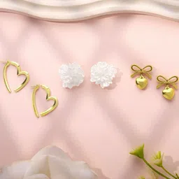 Estailo fashion Set Of 3 Gold Plated Studs-picture-37
