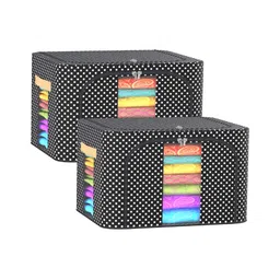 Aura Black & White 2 Pieces Printed Waterproof Cloth Storage Box-48