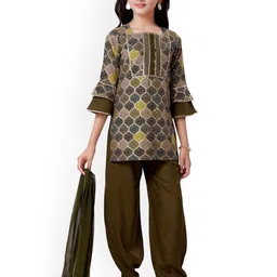 MASTARANG Girls Printed Regular Thread Work Kurti with Salwar-picture-10
