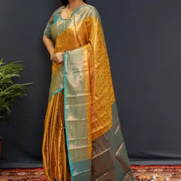 DIVASTRI Woven Design Zari Silk Blend Kanjeevaram Saree-32