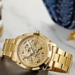 FORSINING Men Automatic Skeleton Anglog Dial Watch with Stainless Steel Strap-1