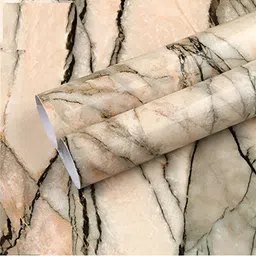 INDIAN ROYALS Cream Marble Printed Self-Adhesive & Durable Wall Sticker-6