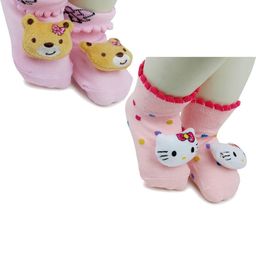 NESKA MODA 6 To 12 Months Baby Set Of 2 Pair Cotton Anti Slip Face Ankle Socks/ Booties-image-90