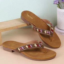 Metro Women Ethnic T-Strap Flats-17