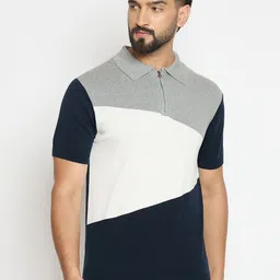 GABBLE & WOLSH Colour Blocked Printed Polo Collar Regular Fit Pure Cotton T-Shirt-image-82