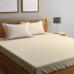 Myntra Elegant Homes Orange Geometric Printed 300TC Fitted King Bedsheet Set 2.5m X 2.2 m-image-35