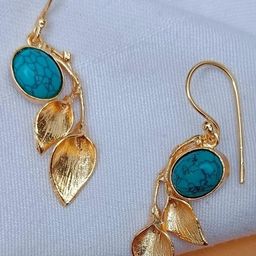 FindHerFavorite Gold-Plated Artificial Stones Studded Contemporary Drop Earrings-33