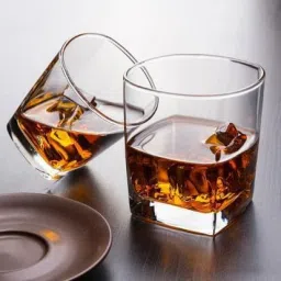 (Pack of 2) (Pack of 2) Square Stylish and Elegant Old Fashioned Crystal Whiskey Scotch Glass Set of 2 (Whiskey Glasses Glass Set Whisky Glass-image-12