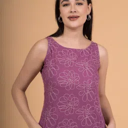 Saffron Threads Floral Embroidered Round Neck Pure Cotton Top-picture-34