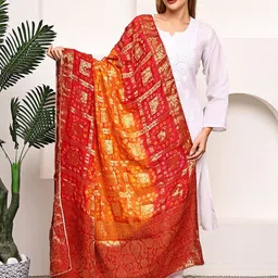 SOUNDARYA Woven Design Bandhani Dupatta with Zari-picture-17