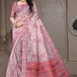 Fevinaa Floral Linen Blend Saree-picture-42