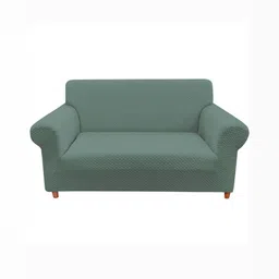 HOUSE OF QUIRK Solid Jacquard Single Seater Sofa Cover With Arms-image-83