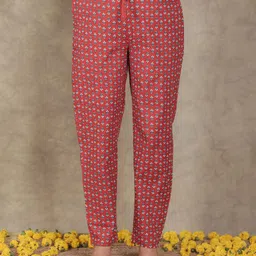Aramya Women Floral Printed Straight-Fit Mid-Rise Cotton Trousers-image-36