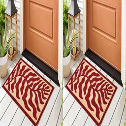 Myntra Elegant Homes 2-Pcs Red & Beige Floral Cotton Rectangular Anti-Slip Doormats-10