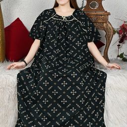 Bindass Female Collection WomenPrinted Pure Cotton Maxi Nightdress Plus Size-image-65