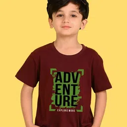 NUSYL Boys Typography Printed Round Neck Cotton Oversized T-shirt-31
