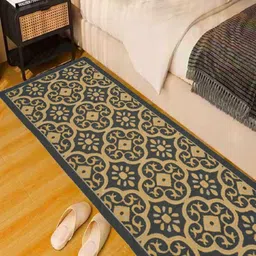 Myntra Elegant Homes Grey & Cream-Color Printed Anti Skid Bed Runner-33