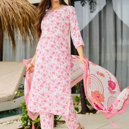 URMIR FASHION Women Floral Printed Regular Kurta with Trousers & With Dupatta-picture-27