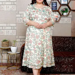 FLAVIA CREATION Women Floral Printed Festive Cotton Anarkali Kurtas-picture-25
