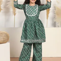 FASHION DREAM Girls Bandhani Printed Regular Kurta with Trousers-picture-9