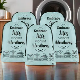 Aura Grey & Black 5 Pieces Printed Foldable Laundry Bags-7