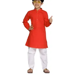 Enmozz Red Cotton Blend Kurta Sets-13