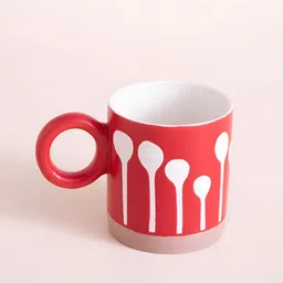 THEDECORKART Red & White Printed Ceramic Matte Cups Set of Cups and Mugs image 2