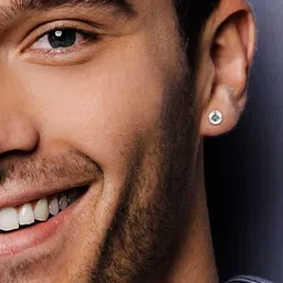 fabula Men Set of 2 Cubic Zirconia Studded Round & Square Shaped Studs image 3