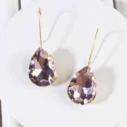 DressBerry Gold-Plated Artificial Stones Studded Teardrop Shaped Drop Earrings-21