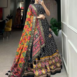 Aika Printed Foil Print Ready to Wear Lehenga & Unstitched Blouse With Dupatta image 2