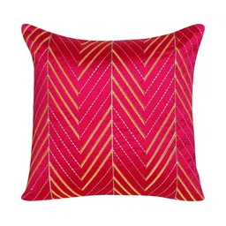 HOME9INE Fuchsia Set of 2 Embroidered Square Cushion Covers-4