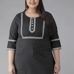 KALINI Women Plus Size Kantha Work Pure Cotton Kantha Work Kurti-picture-47