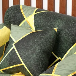 Aura Green & Yellow Printed Polyester 1 Piece Sofa Cover With Arms-image-99