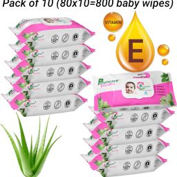 Baby Wipes with Aloe Vera and 99% Pure Water Pack of 10 (800 Wipes Total)-image-42