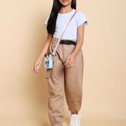 HERE&NOW Girls Short Sleeves Pure Cotton T-shirt With Joggers-image-92