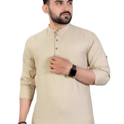 BHUVIKOO Men Beige Kurtas-33