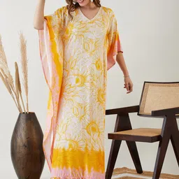 The Kaftan Company Printed Kaftan Swim Cover Up Dress-image-53