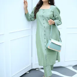 OZURY Sea Breeze Pure Cotton Kurta With Trousers-image-29