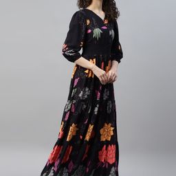Krunal Raiyani Women Floral Printed Crepe Fit & Flare Maxi Dress-picture-21