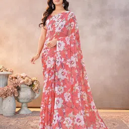 Garden Vareli Floral Printed Pure Chiffon Saree-picture-9