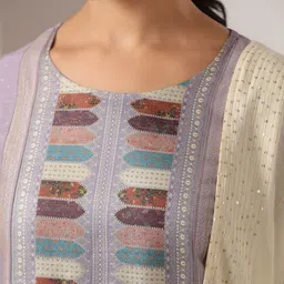 Span Woven Design Pure Silk Straight Kurta with Trouser & Dupatta image 3