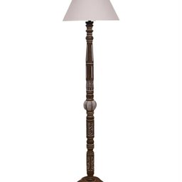 Devansh Grey & Brown Conical Open Snake Wooden Floor Lamp image 3