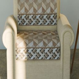 Fashion Throw Beige & White Checked Velvet 2 Piece Sofa Cover-5