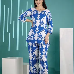 Anouk Ethnic Motifs Printed Pure Cotton Tunic & Trousers Co-Ord Set-5